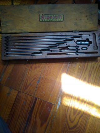 Starrett No.  124b Inside Micrometer Set With Wood Case Rare Vintage Antique