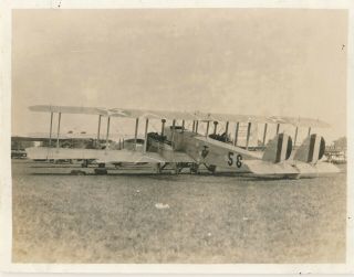 Biplane 58 Photograph,  " Lt.  Hollemburg Third Place In Race " On Back,  Snapshot