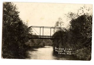 1910 Era Velva North Dakota Nd Mouse River Bridge Real Photo Postcard Rppc