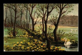 Dr Jim Stamps Us Swans Wetlands Painting Topical Greetings Postcard