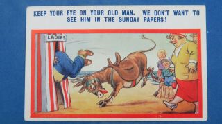 Vintage Bamforth Comic Postcard 1920s Seaside Beach Donkey Ladies Toilet Tent