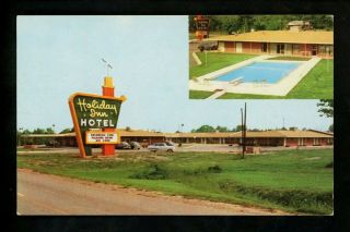 Holiday Inn Motel Hotel Postcard Alabama Al Opelika Auburn Pool 2 View