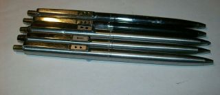 5 X Vintage Papermate Ballpoint Pens - Chrome Double Heart Paper Mate