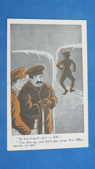 Ww1 Military Comic Postcard 1914 1918 Trench Life Bow Legged Officer War Office