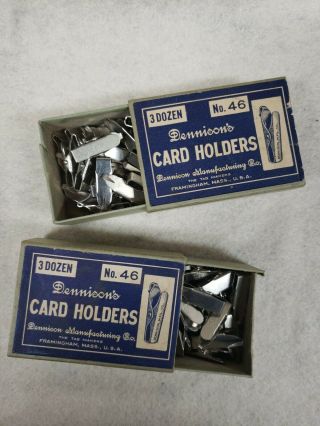 Vintage Dennison’s Card Holders - No.  46 - 2 Boxes Metal Clip Card Holders