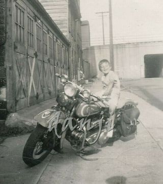 Young Boy On A Motorcycle Old Photo