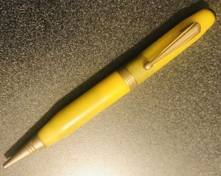 Antique Vintage Miniature Mechanical Pencil Art Deco Style Yellow