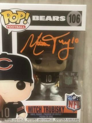 Mitch Trubisky Signed Chicago Bears Funko Pop Football 106 With
