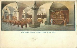C1910 The Wine Vaults,  Hotel Astor,  York City,  Ny Postcard