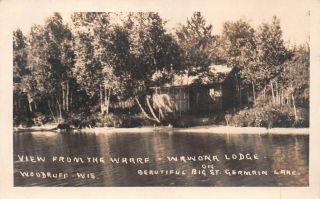 Lps26 Woodruff Wisconsin Wawona Lodge Big St.  Germain Lake Postcard Rppc