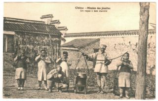 Old China Postcard Mission Of Jesuits A Meal Scene