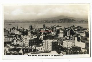 Zealand Auckland View Of City & Harbour Real Photo Vintage Postcard 25.  5