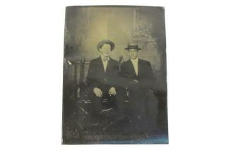 Antique Tintype Tin Type Photo Civil War Era Men Man Friends Brothers
