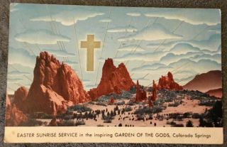 1946 Postcard Easter Sunrise Service Garden Of The Gods Colorado Springs