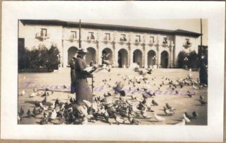 1915 San Diego Panama - California Exposition Woman Feeding Pigeon Birds Photos 2