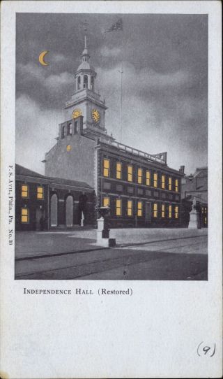 Independence Hall Philadelphia Pa Tinted Windows Private Mailing Card C1905