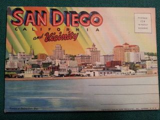 San Diego California - Postcard Booklet Vintage 1950 
