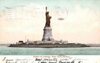 York City,  Ny,  Statue Of Liberty,  York Harbor,  1906 Postcard G2460