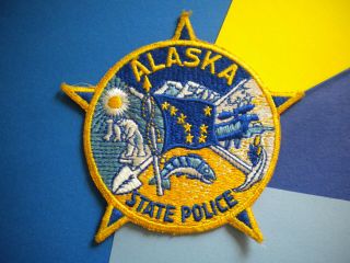 Alaska State Police Patch With Blue,  Gold And White