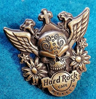 Mexico Bronze Winged 3d Skull Series Day Of The Dead Sugar Sk Hard Rock Cafe Pin