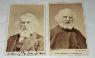 2 Vintage Cdv Photographs Henry Longfellow American Poet Usa United States
