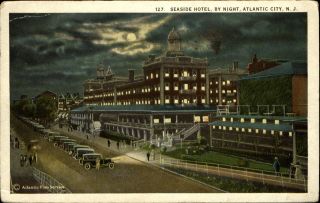 Seaside Hotel Night View Atlantic City Jersey Nj Moon Mailed 1926