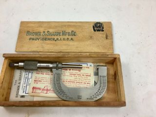 Vintage Brown & Sharpe 1 - 2 " 10ths Micrometer 48 Lock Ratchet,  Box,  Nr