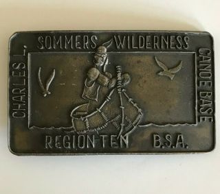 Vintage Sommers Wilderness Canoe Base Boy Scout (bsa) Belt Buckle