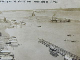 1910 Photo Postcard Lyons Iowa,  Mississippi River,  Log Raft Passing