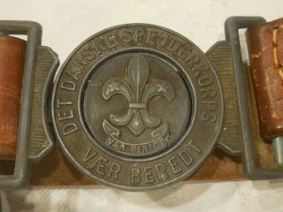 Vintage Danish 1951 Boy Scout 7th World Jamboree Logo Branded Leather Belt