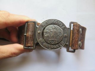 Boy Scouts Leather Belt & Buckle In C1950s