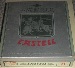 Collectible,  Pencil Box,  Carton,  A.  W.  Faber Castell,  Vtg,  1/2 Gross,  9000,  Silver,  German