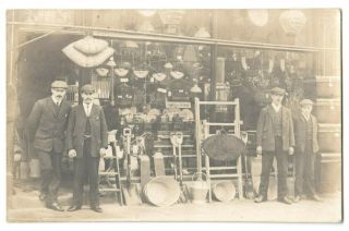 Unidentified Glasgow Iron Mongers Shop Real Photo Animated Postcard Posted 1905