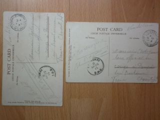 2 Hong Kong Postcards To France Via Siberia 1913 Both Postmarked Shangai China