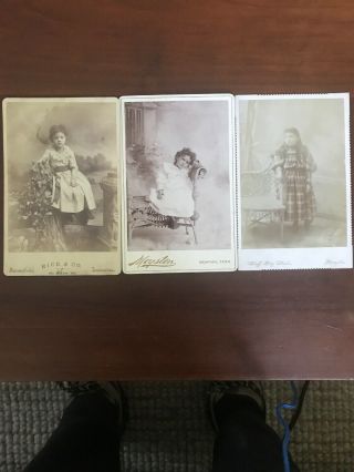 3 Antique Young Girls Cabinet Card Photo Memphis Tn Tennessee