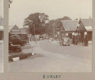 Burley In Forest Hampshire Stereo View Card Not A Postcard Petrol Pumps Etc