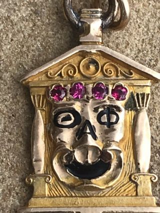 Vintage Theta Phi Alpha Sorority Badge Pin Adorned With Pink Sapphires Or Rubies 3