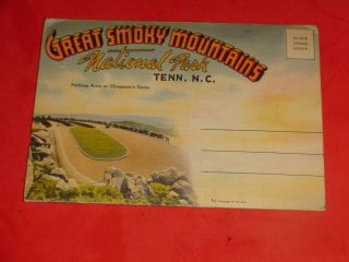 Je342 Vintage Souvenir Fold - Out Postcard Folder Great Smoky Mountains Nat.  Park
