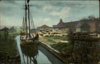 Weymouth Ma Ship In Canal C1910 Postcard