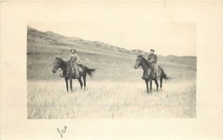 C1910 Real Photo Pc; Leo & Frank Beesley Teenage Boy Cowboys American Western