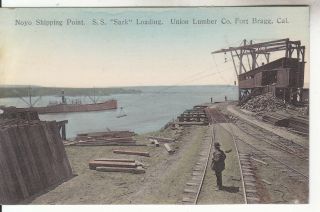 Fort Bragg Mendocino Co Noyo Point Lumber Docks W Of Willits Hand Color