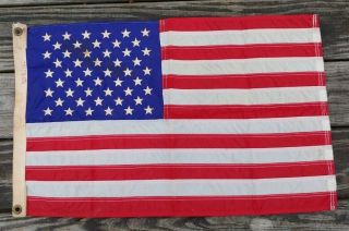Vtg 16x24 Dettras Flag Product American 50 Embroidered Star Boat Flag Duralite