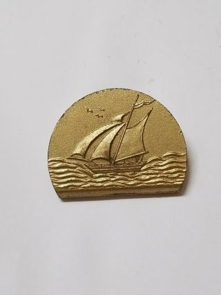 Vintage Metal Pencil Sharpener With Sailboat,  Made In Germany