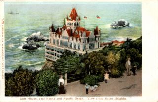 Cliff House Seal Rocks California From Sutro Heights Udb C1905 Vintage Postcard