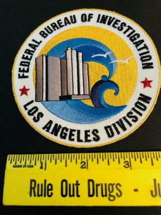 Fbi Los Angeles Div.  Rare No Longer Made Huge 4 " Patch White Background For Fbi