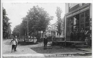 RPPC Burke,  NY Post Office & Store,  Dirt Rd,  People,  Homes,  1910s Franklin County 3