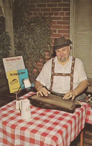Music Postcard - " Man Plays The Zither.  Instrument From Old Germany "
