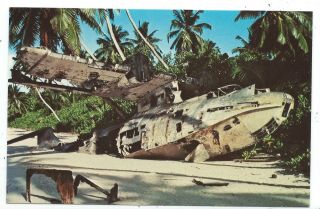 B.  I.  O.  T.  - Diego Garcia,  Wreckage Of W.  W.  2.  Catalina Postcard Indian Ocean