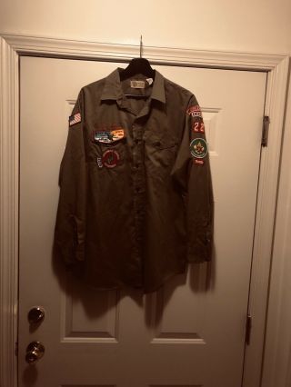 Vgt 70’s Boy Scout Bsa Uniform Shirt Adult Size Xl Scoutmaster Patch