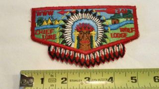 1970s Boy Scouts BSA OA 341 CHIEF LONE WOLF LODGE Patch with 3